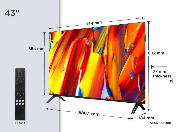 TCL 43P7K-UK 43" 4K QLED Direct LED HDR Google TV_remote