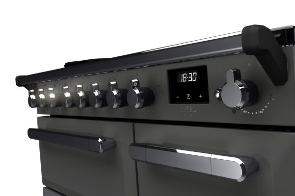 Rangemaster 15028 Estel Deluxe 90 Induction Range Cooker in Slate with Chrome Trim - ESDL90EIPSLT/CM1_controls