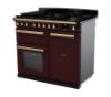 Rangemaster Estel Deluxe 100 Dual Fuel Range Cooker in Bordeaux with Antique Brass Trim - ESDL100DFPBOR/AB1_angled view