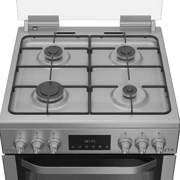 Hotpoint HDG6GDCX 60cm Gas Double Cooker with Glass Lid - Stainless Steel_hob