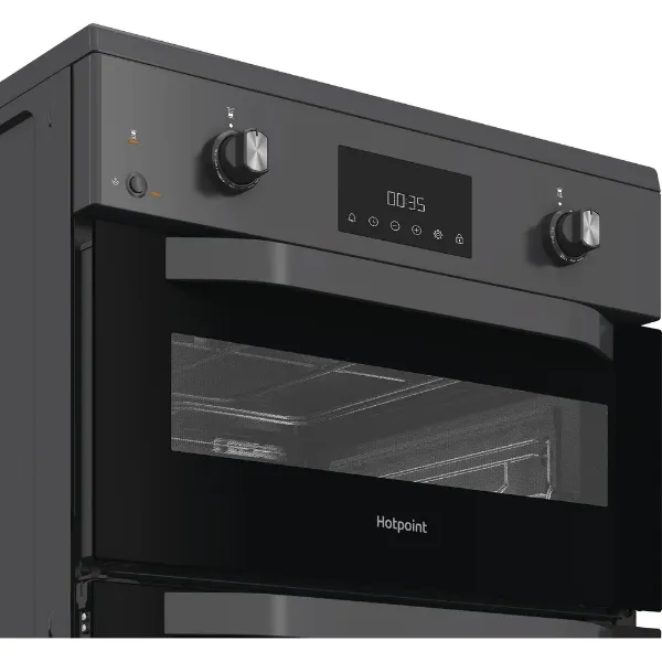 Hotpoint HDE6IDC2SA 60cm Electric Double Cooker with Induction Hob - Anthracite_knobs