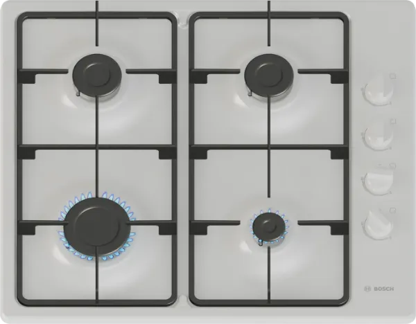 Bosch PBP6B2K60 Series 2, Gas hob, 60 cm, Enamel, White main