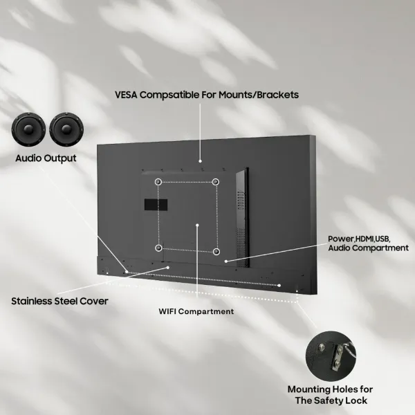 Sylvox OT50B1K4GC 50" Partial Sun Outdoor TV_components