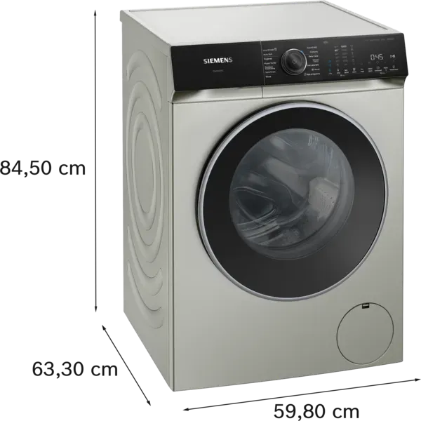 Siemens WG46H2AXGB iQ500 Washing machine, front loader 9 kg 1600 rpm, Silver inox dimensions