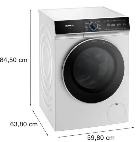 Siemens WG56B2A2GB iQ700 Washing machine, front loader 10 kg 1600 rpm, White dimensions
