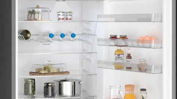Siemens KG49NXXCF iQ300 Freestanding Fridge Freezer with Total noFrost in Brushed Black Steel AntiFingerprint_shelves