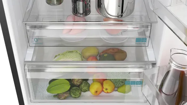 Siemens KG49NXXCF iQ300 Freestanding Fridge Freezer with Total noFrost in Brushed Black Steel AntiFingerprint_drawers