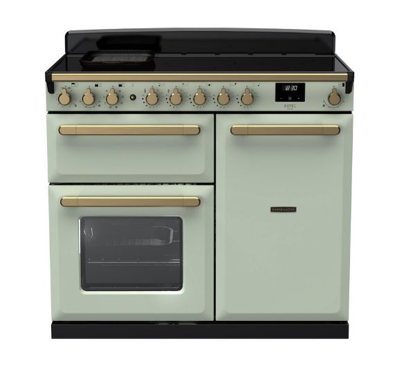 Rangemaster 18094 Estel Deluxe 100 Induction Range Cooker in Mint with Antique Brass Trim - ESDL100EIPMNT/AB1_main