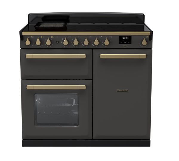 Rangemaster 18089 Estel Deluxe 100 Induction Range Cooker in Slate with Antique Brass Trim - ESDL100EIPSLT/AB1_main