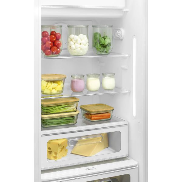 Smeg FAB28LCR6UK 60cm 50s Style Left Hand Hinged Fridge with Icebox in Cream_shelves