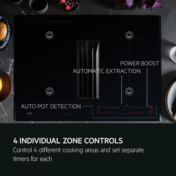 AEG TCH74B01FZ 6000 SaphirMatt® 70cm Induction Extractor Hob _4 zone controls