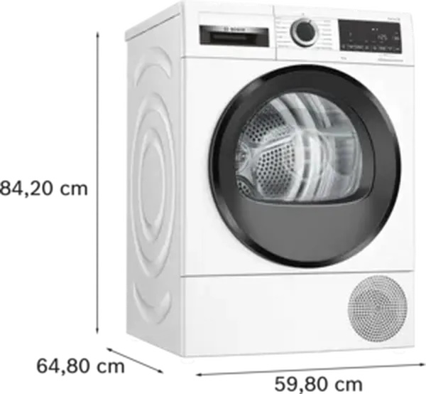 Bosch Series 6 WQG24502GB 9kg Heat Pump Tumble Dryer - White_dimensions