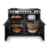 Rangemaster Edge Deluxe 100 Induction Range Cooker in Black Glass with Chrome Trim - EDDL100EIGBLK/CM1_open