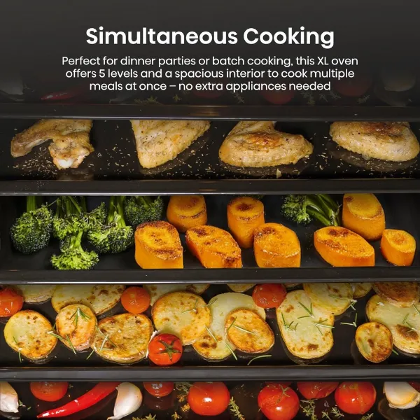 Hisense BI622AXPGUK 59.5cm Built In Electric Single Oven - Black & Stainless Steel_simultaneous cooking