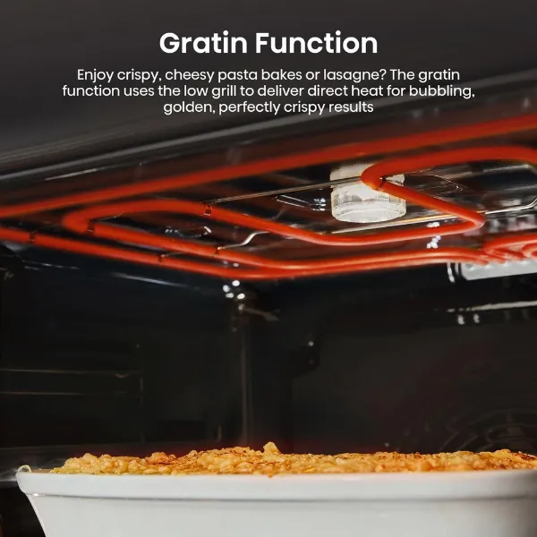 Hisense BI622AXPGUK 59.5cm Built In Electric Single Oven - Black & Stainless Steel_gratin function