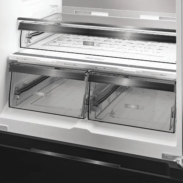 Hotpoint Dual American Fridge Freezer in Brushed steel HPG2 6513 XBR4UK - Main inside