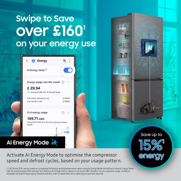 Samsung RB34C632ESA/EU 59.5cm 65 / 35 Split Fridge Freezer - Silver / White_swipe to save