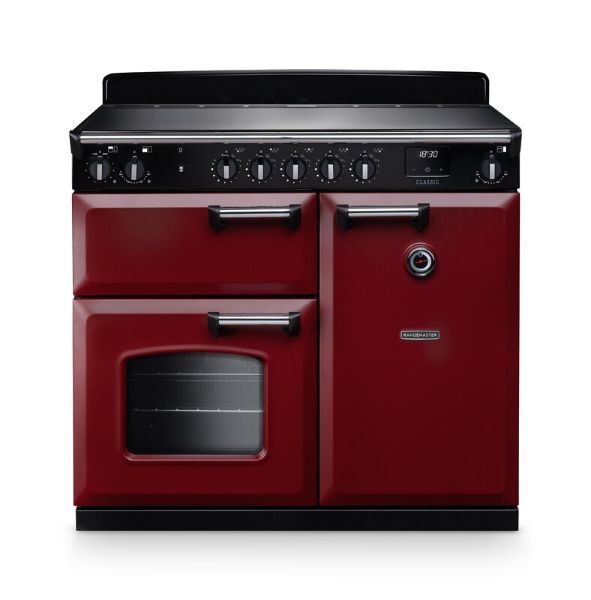 Rangemaster 14207 Classic 100 Induction Range Cooker in Bordeaux with Chrome Trim - CL100EIPBOR/CM1