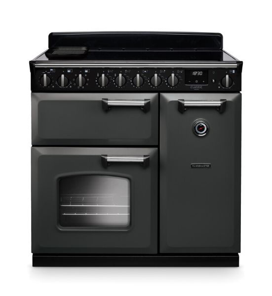 Rangemaster 14589 Classic Deluxe 90 Induction Range Cooker in Slate with Chrome Trim - CLDL90EIPSLT/CM1