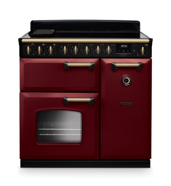 Rangemaster 18281 Classic Deluxe 90 Induction Range Cooker in Bordeaux with Antique Brass Trim - CLDL90EIPBOR/AB1