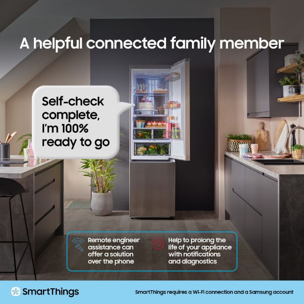 Samsung RB38C636DB1/EU Series 7 SpaceMax™ 386L Smart Combi Fridge Freezer- Black Stainless Steel_smart things