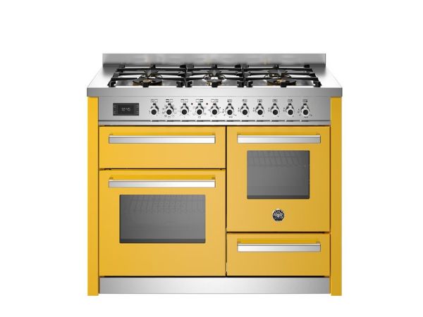 Bertazzoni Professional 110cm Dual Fuel XG Range Cooker with Twin Oven in Giallo