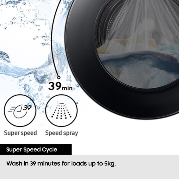 Samsung WW11DG6B25LBU1 Series 6 AI Energy 11kg 1400 Spin Smart Washing Machine - Black_super speed cycle