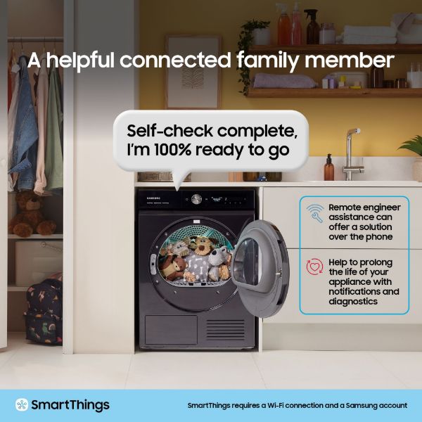 Samsung DV90F09F4SU1  Series 9 AI Home 9kg Heat Pump Tumble Dryer - Dark Grey_smart things