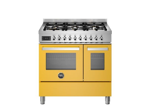 Bertazzoni Professional 90cm Dual Fuel Twin Oven Range Cooker in Giallo