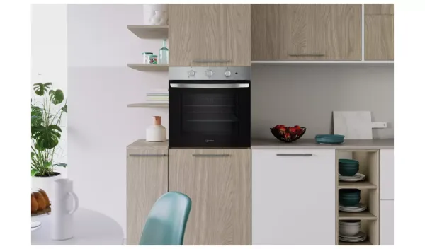 Indesit IO 233 X UK Click&Clean Electric Single Fan Oven - Stainless Steel main 2