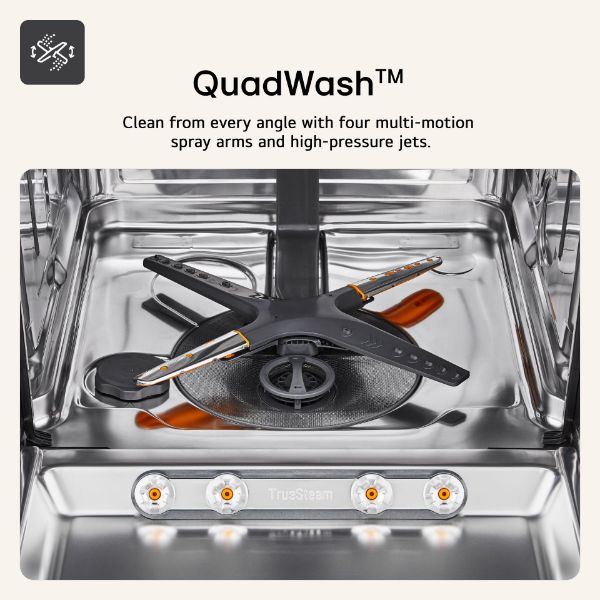 LG DB273TX QuadWash™ Full Size Integrated Dishwasher with 14 Place Settings_quad wash