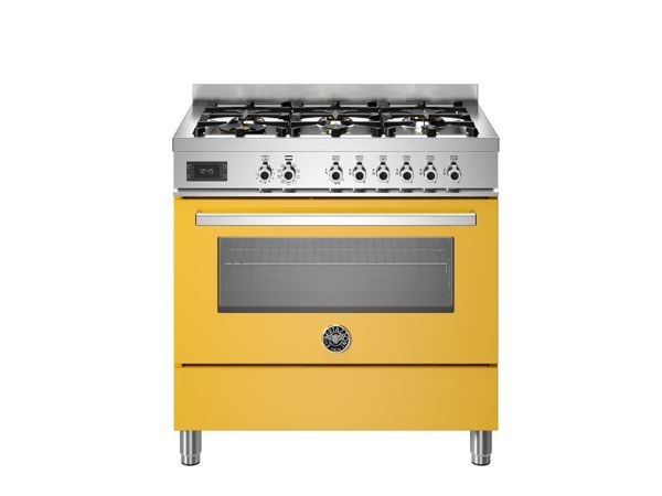 Bertazzoni Professional 90cm Single Aspirational Dual Fuel Range Cooker in Giallo