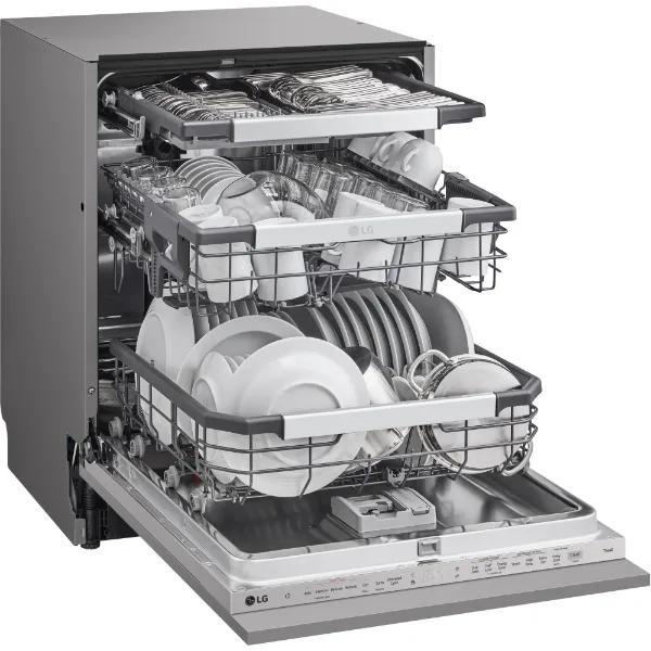 LG DB476TXS 14 Place Setting TrueSteam™ Full Size Integrated Dishwasher_interior angled