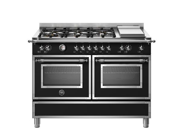 Bertazzoni Heritage 120cm Dual Fuel Range Cooker Twin Oven with Griddle Dual Fuel in Nero Matt
