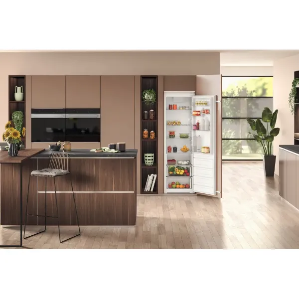 Hotpoint HTSD18A011A1 Integrated Low Frost Tall Larder Fridge open 2
