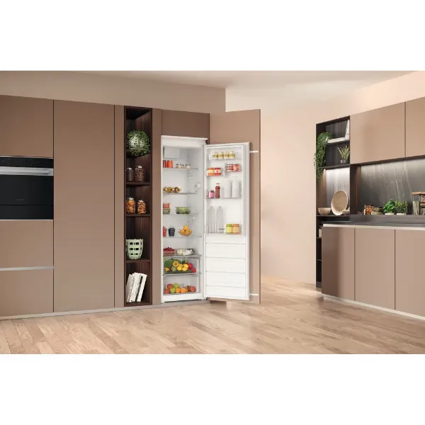 Hotpoint HTSD18A011A1 Integrated Low Frost Tall Larder Fridge open 3
