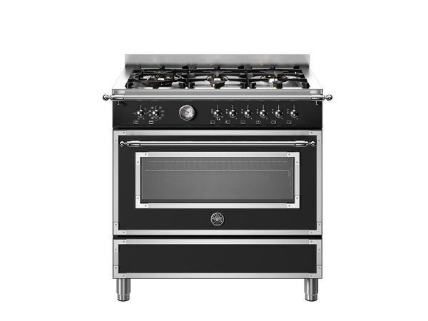 Bertazzoni Heritage 90cm Dual Fuel Range Cooker Single Oven in Matt Nero