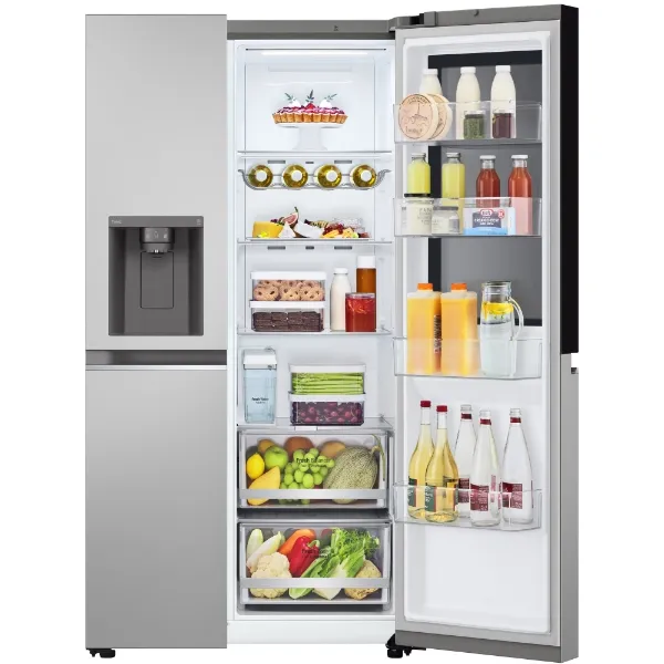 LG GSGV81PYLL American Style Smart Total No Frost Fridge Freezer with InstaView™ - Prime Silver_fridge open
