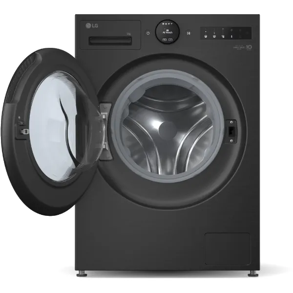 LG F4X7009TBB 9kg 1400 Spin AI Direct Drive Washing Machine in Black_open door