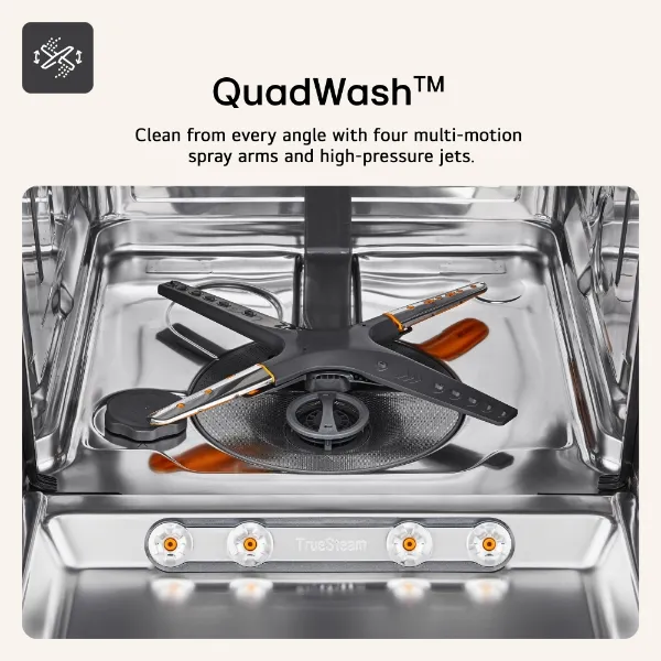 LG DF587HMS 14 Place Setting TrueSteam™ Full Size Freestanding Dishwasher in Matte Black_quadwash
