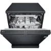 LG DF587HMS 14 Place Setting TrueSteam™ Full Size Freestanding Dishwasher in Matte Black_open door