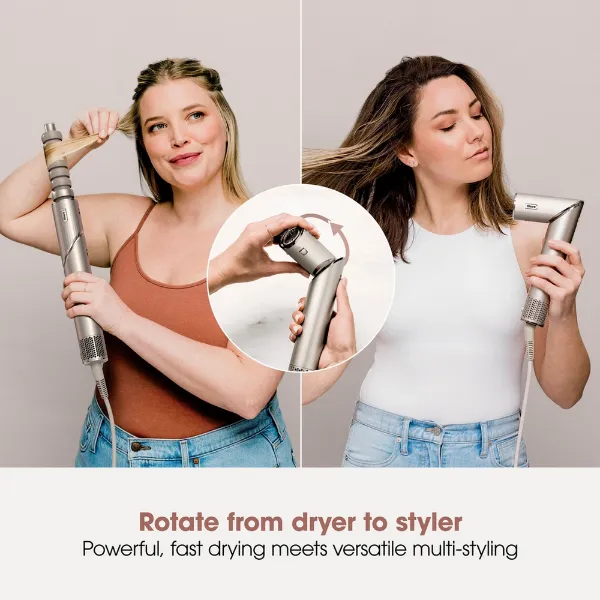Shark HD426SLUK FlexStyle Air Styler & Hair Dryer for Straight & Wavy Hair - 3 Attachments - Stone_rotate from dryer to style
