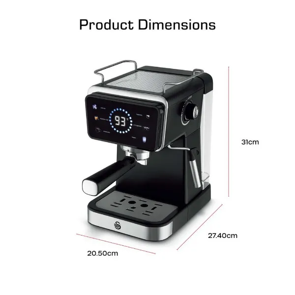 Swan SK22113BLK Espresso Coffee Machine - Black_dimensions