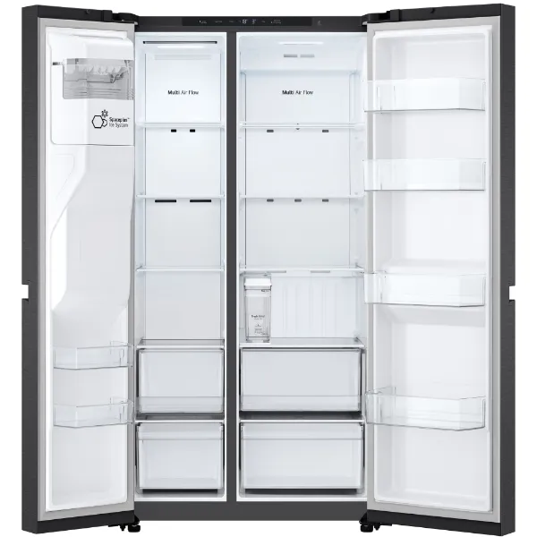 LG GSLC41EPPE 641L NatureFRESH American Style Fridge Freezer in Essence Matte Black_interior empty