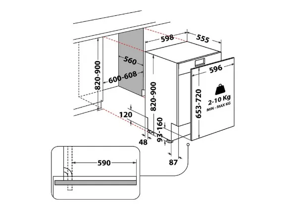 Hotpoint H2IC14BN7A0UK Integrated Dishwasher - 14 Place Settings_dimensions