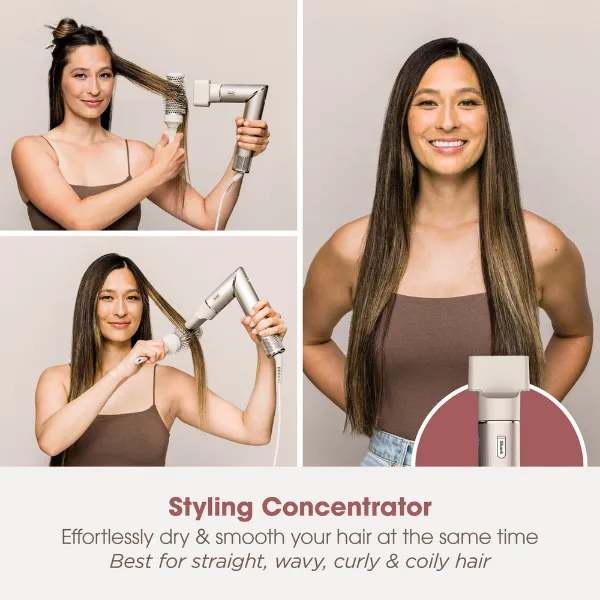 Shark HD436SLUK FlexStyle Air Styler & Hair Dryer for Straight & Wavy Hair - 4 Attachments - Stone_styling concentrator