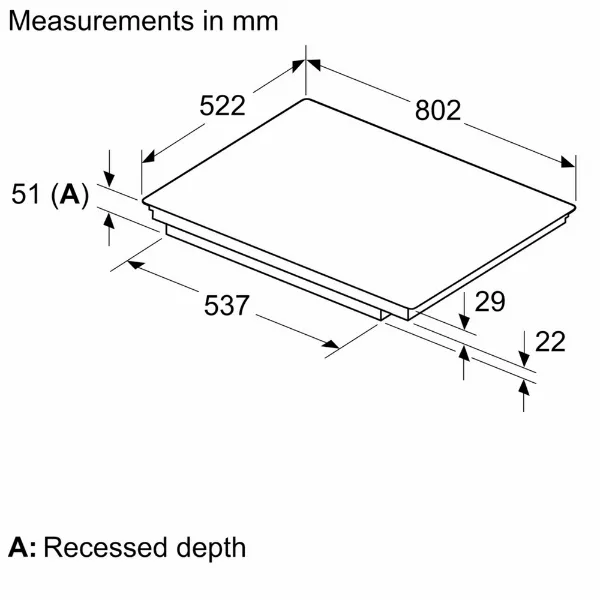 Bosch PIV831HB1E 80.2cm Induction Hob in Black_recessed depth