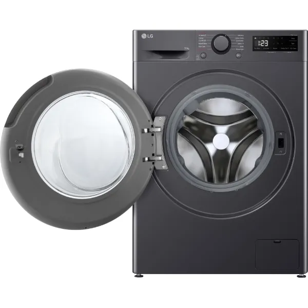 LG F4Y511GBLN1 11kg AI Direct Drive Washing Machine in Slate Grey_open door