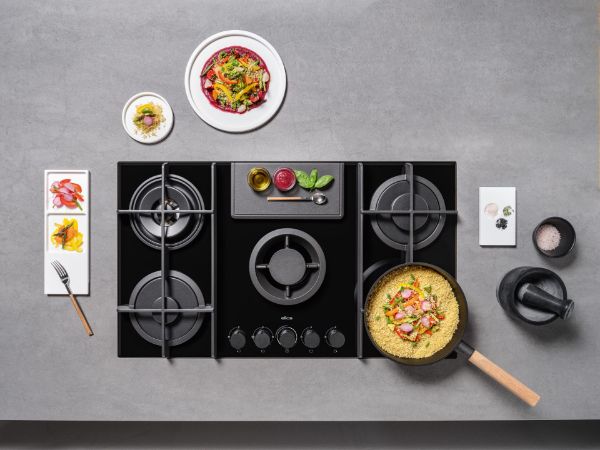 Elica NT-FLAME-EVO-BL NikolaTesla Flame 90cm Venting Gas Hob in Black_overhead