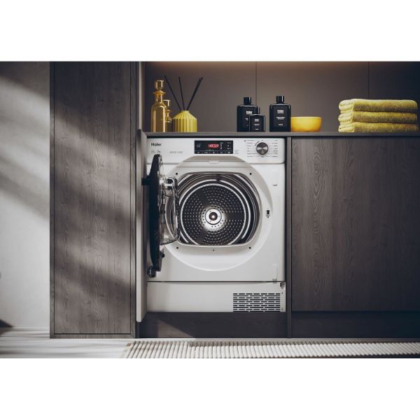 Haier HDBIH7A2TBEX Integrated 7kg Tumble Dryer in White - Boxed _front view